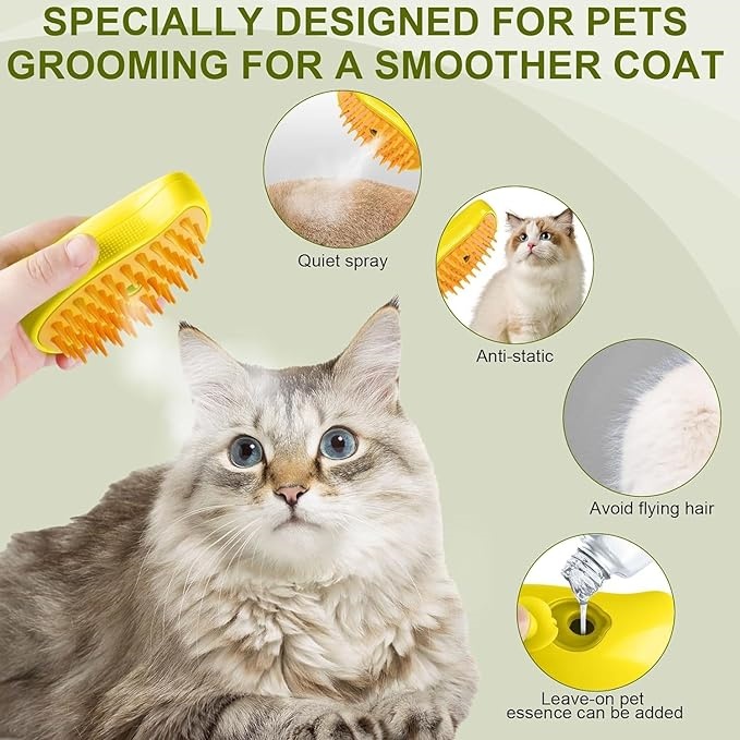 4-in-1 Self Cleaning Steamy Pet Brush (Rechargeable)